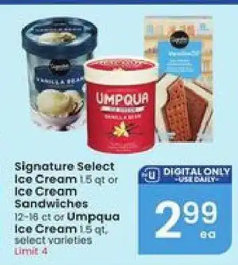 Albertsons Signature Select Ice Cream or Ice Cream Sandwiches offer