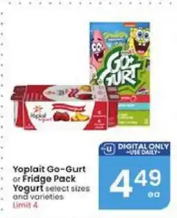 Albertsons Yoplait Go-Gurt or Fridge Pack Yogurt offer