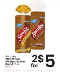 Albertsons Sara Lee 100% Whole Wheat or Butter Bread offer