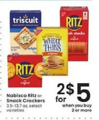 Albertsons Nabisco Ritz or Snack Crackers offer