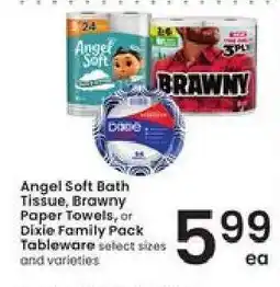 Albertsons Angel Soft Bath Tissue, Brawny Paper Towels, or Dixie Family Pack Tableware offer