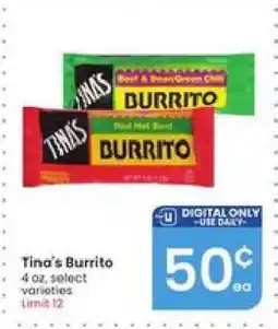 Albertsons Tina's Burrito offer