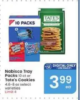 Albertsons Nabisco Tray Packs or Tate's Cookies offer