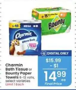Albertsons Charmin Bath Tissue or Bounty Paper Towels offer