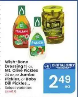 Albertsons Wish-Bone Dressing, Mt. Olive Pickles offer