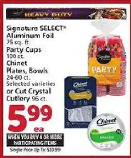 Albertsons Signature SELECT Aluminum Foil, Party Cups, Chinet Plates, Bowls, Cut Crystal Cutlery offer