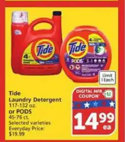 Albertsons Tide laundry detergent or pods offer