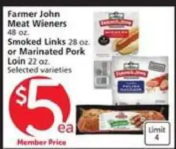 Albertsons Farmer John Meat Wieners, Smoked Links, or Marinated Pork Loin offer