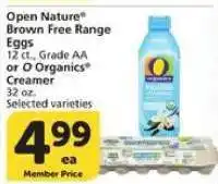 Albertsons Open Nature Brown Free Range Eggs or O Organics Creamer offer