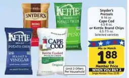 Albertsons Snyder's Pretzels, Cape Cod or Kettle Brand Chips offer