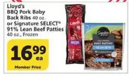 Albertsons Lloyd's BBQ Pork Baby Back Ribs or Signature SELECT 91% Lean Beef Patties offer