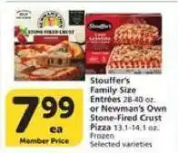 Albertsons Stouffer's Family Size Entrées or Newman's Own Stone-Fired Crust Pizza offer