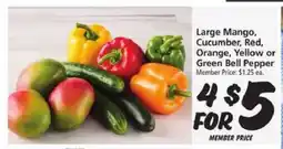 Safeway Large Mango, Cucumber, Red, Orange, Yellow or Green Bell Pepper offer