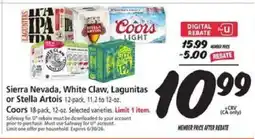Safeway Sierra Nevada, White Claw, Lagunitas or Stella Artois offer
