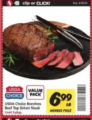 Safeway USDA Choice Boneless Beef Top Sirloin Steak offer
