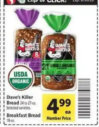 Safeway Dave's Killer Bread offer