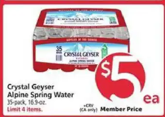 Safeway Crystal Geyser Alpine Spring Water offer