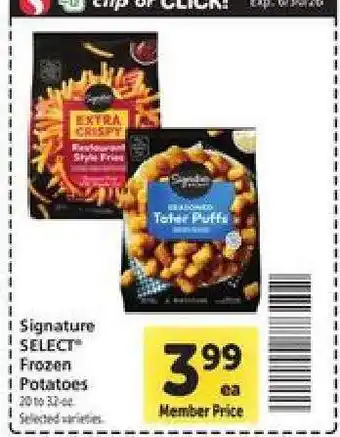 Safeway Signature Select Frozen Potatoes offer