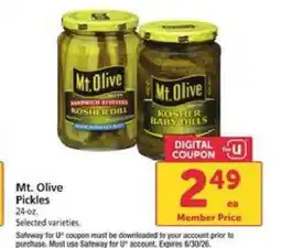 Safeway Mt. Olive Pickles offer