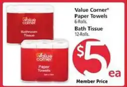 Safeway Value Corner Paper Towels/Bath Tissue offer