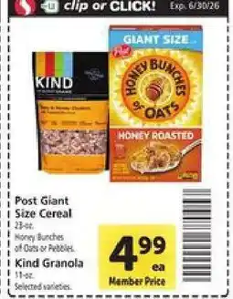 Safeway Post Giant Size Cereal offer