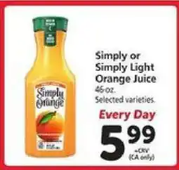 Safeway Simply or Simply Light Orange Juice offer
