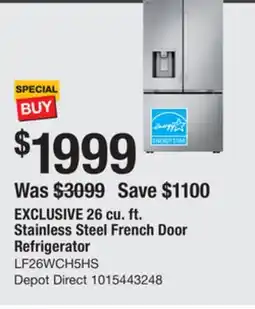 The Home Depot LG 26 cu. ft. Stainless Steel French Door Refrigerator offer