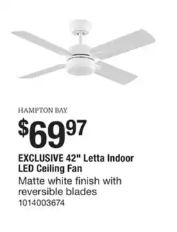 The Home Depot HAMPTON BAY EXCLUSIVE 42 Letta Indoor LED Ceiling Fan offer