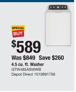 The Home Depot GE 4.5 cu. ft. Washer offer