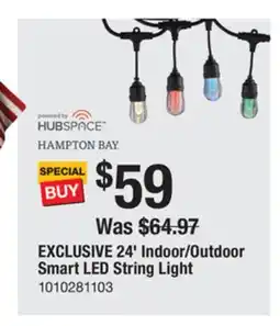 The Home Depot HAMPTON BAY EXCLUSIVE 24' Indoor/Outdoor Smart LED String Light offer