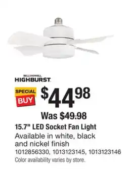 The Home Depot Bell + Howell 15.7 LED Socket Fan Light offer