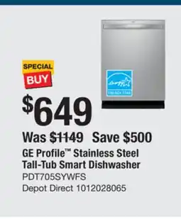 The Home Depot GE Profile Stainless Steel Tall-Tub Smart Dishwasher offer