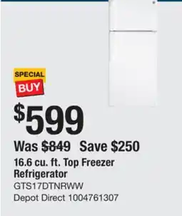 The Home Depot GE 16.6 cu. ft. Top Freezer Refrigerator offer