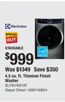 The Home Depot ELECTROLUX 4.5 cu. ft. Titanium Finish Washer offer