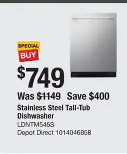 The Home Depot Stainless Steel Tall-Tub Dishwasher offer