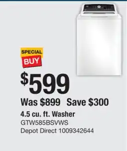 The Home Depot GE 4.5 cu. ft. Washer offer