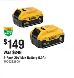 The Home Depot DEWALT 2-Pack 20V Max Battery 5.0Ah offer