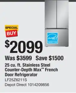 The Home Depot 25 cu. ft. Stainless Steel Counter-Depth Max French Door Refrigerator offer