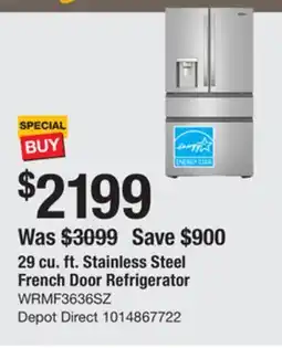 The Home Depot 29 cu. ft. Stainless Steel French Door Refrigerator offer