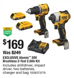 The Home Depot DEWALT EXCLUSIVE Atomic 20V Brushless 2-Tool 2.0Ah Kit offer