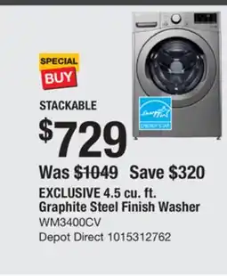 The Home Depot LG 4.5 cu. ft. Graphite Steel Finish Washer offer