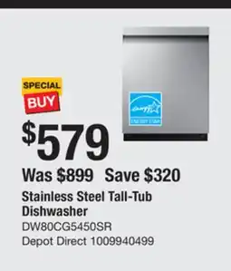The Home Depot SAMSUNG Stainless Steel Tall-Tub Dishwasher offer