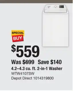 The Home Depot 4.2–4.3 cu. ft. 2-in-1 Washer offer