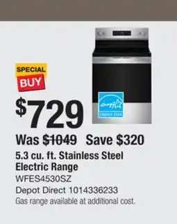 The Home Depot WHIRLPOOL 5.3 cu. ft. Stainless Steel Electric Range offer