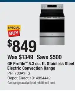 The Home Depot GE Profile 5.3 cu. ft. Stainless Steel Electric Convection Range offer