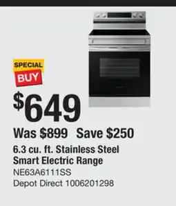 The Home Depot SAMSUNG 6.3 cu. ft. Stainless Steel Smart Electric Range offer