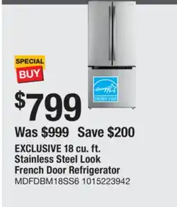 The Home Depot VISSANI Stainless Steel Look French Door Refrigerator offer