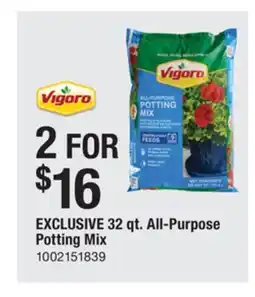 The Home Depot VIGORO EXCLUSIVE 32 qt. All-Purpose Potting Mix offer
