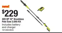 The Home Depot RYOBI 40V HP 10 Brushless Pole Saw 2.0Ah Kit offer