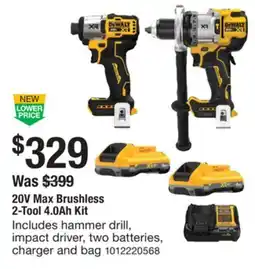 The Home Depot DEWALT 20V Max Brushless 2-Tool 4.0Ah Kit offer